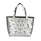 BAOMI Geometric Tote Range Silver Color Soft One Size Handbag