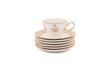 Hitkari Porcelain Jannat Tea Set of 17|Luxury Tea Cup saucer with Elegant Design |Golden