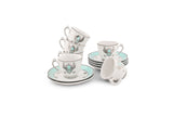 Hitkari Porcelain Jahanara Coffee Cup & Saucer Set for 6 | Luxury Cup saucer with Elegant Design | Green