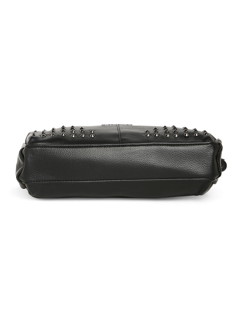 Black Leather Soft Baguette