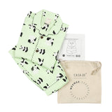 CASA DE NEENEE Panda Mint green Cotton Notched Pyjama Set, 3-4 Yrs
