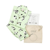 CASA DE NEENEE Panda Mint green Cotton Notched Half sleeves Pyjama Set, 5-6 Yrs
