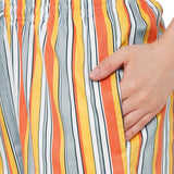 CASA DE NEENEE V-neck Light Grey Half Sleeves T-shirt with Red Masterd stripes printed Pyjama Set, S