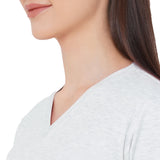 CASA DE NEENEE V-neck Light Grey Half Sleeves T-shirt with Space Wine printed Pyjama Set, M