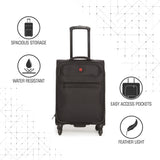 SWISSBRAND Hamilton Soft Body Cabin Black Luggage Trolley